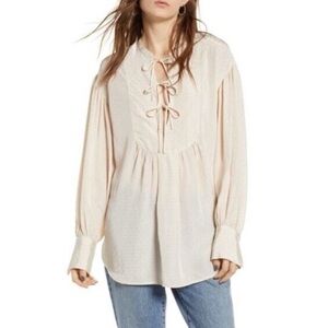 Treasure &Bond-Elegant Cream Blouse- Size Medium